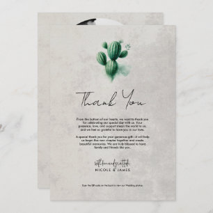 Invitation Aquarelle Vert Cactus Gris Mariage Merci