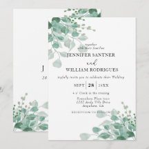 Aquarelle Vert Eucalyptus Floral Mariage