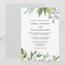 Aquarelle Vert Feuille Mariage moderne