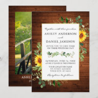 Aquarelle Vert Fleurs de soleil Bois Mariage photo