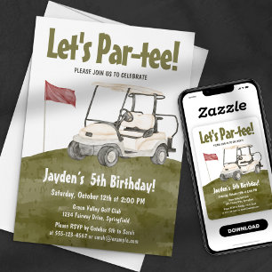 Invitation Aquarelle Vert Let's Par-tee Golf Part Anniversair