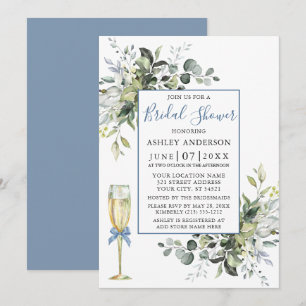 Invitation Aquarelle Vert Verre Douche Dusty Bleu