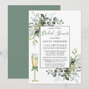 Invitation Aquarelle Vert Verre Douche Sage Vert