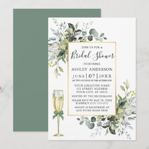 Invitation Aquarelle Vert Verre Sage Vert Douche