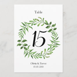 Invitation Aquarelle Vert Vert Wreath Numéro de tableau
