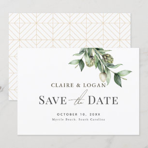 Invitation Aquarelle verte Artichoke Vert Enregistrer la date
