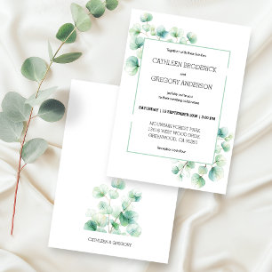Invitation Aquarelle verte douce Eucalyptus Mariage Feuille