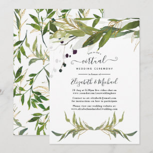 Invitation Aquarelle verte en ligne Mariage virtuel