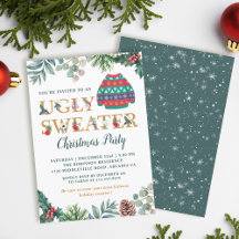 Aquarelle verte Fête de Noël moche et douce