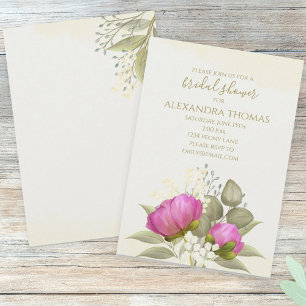 Invitation Aquarelle verte Fête des mariées de pivoine floral