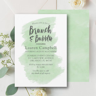 Invitation Aquarelle verte moderne Brunch et mousseux