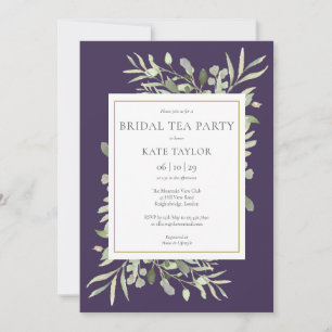 Invitation Aquarelle verte Purple Tea Party