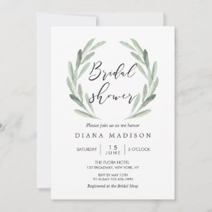 Invitation Aquarelle verte rustique Wreath Fête des mariées c