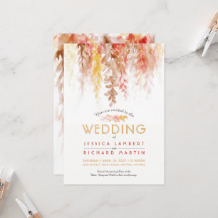 Invitation Aquarelle vigne brun orange rouge mariage de autom