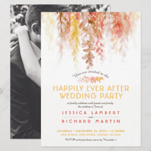 Invitation Aquarelle vigne orange brun après la fête de maria