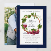 Aquarelle Vins Vin Wreath Photo Mariage bleu