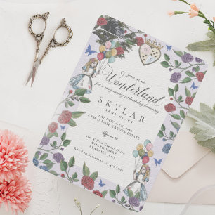 Invitation Aquarelle Vintage Alice Au Pays Des Merveilles Ann