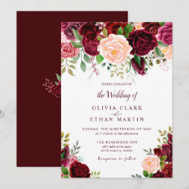 Invitation Aquarelle vintage Bourgogne Florale