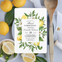 Aquarelle vintage Citrons jaunes et cadre feuille