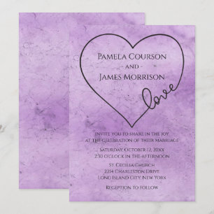 Invitation Aquarelle Vintage de couleur Mariage pourpre