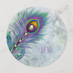 Invitation Aquarelle Vintage Peacock Mariage Menu
