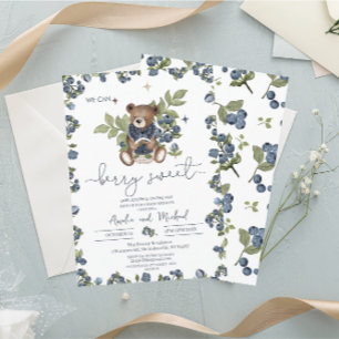 Invitation Aquarelle Vintage Teddy Berry baby shower doux