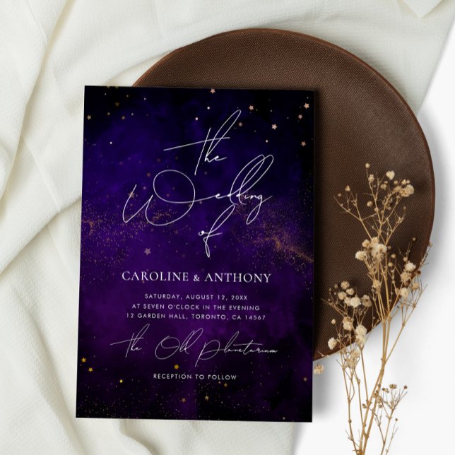 Invitation Aquarelle violet foncé Magique Gold Photo (Créateur téléchargé)