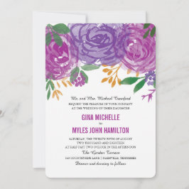 Invitation Aquarelle violet Mariage végétal