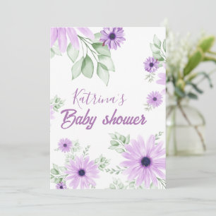 Invitation Aquarelle violet personnalisée Floral Magnétique