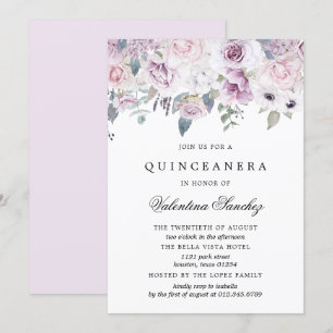 Invitation Aquarelle violet rose pâle de Quinceanera