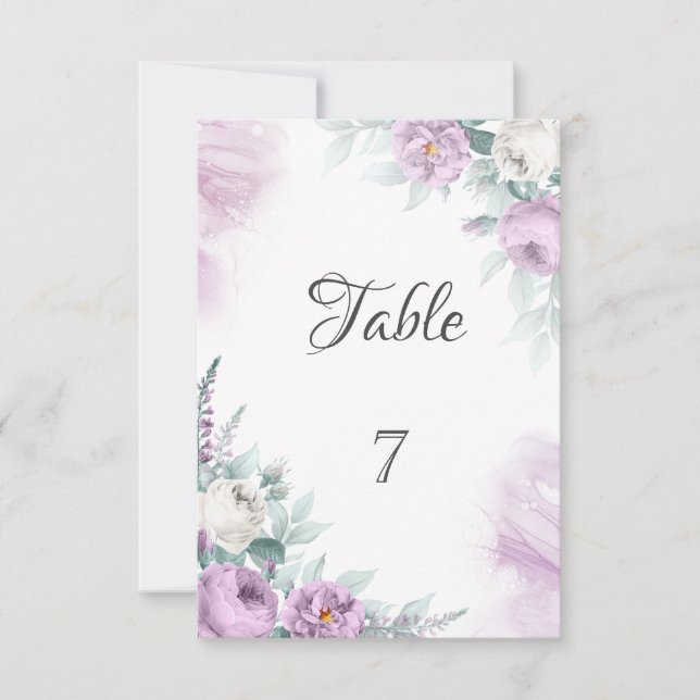 Invitation Aquarelle violet Roses (Devant)