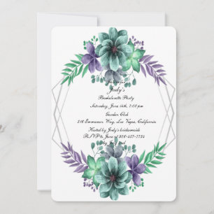 Invitation Aquarelle violet vert Floral Bachelorette Party