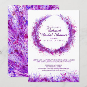 Invitation Aquarelle violette art splat douche nuptiale tardi