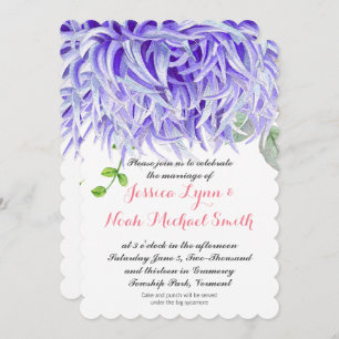 Invitation Aquarelle violette Chrysanthemum Mariage floral