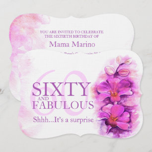 Invitation Aquarelle violette d'orchidée Soixante et fabuleus