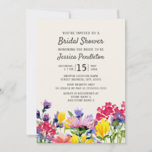 Invitation Aquarelle violette Fleur sauvage Fête des mariées 