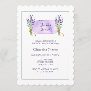Invitation Aquarelle violette Fleurs de lavande française Ann