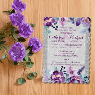 Invitation Aquarelle violette Floral et Mariage Parties scint