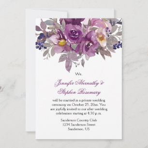 Invitation Aquarelle violette foncée Réception florale unique