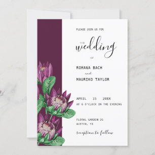 Invitation Aquarelle violette King Protea