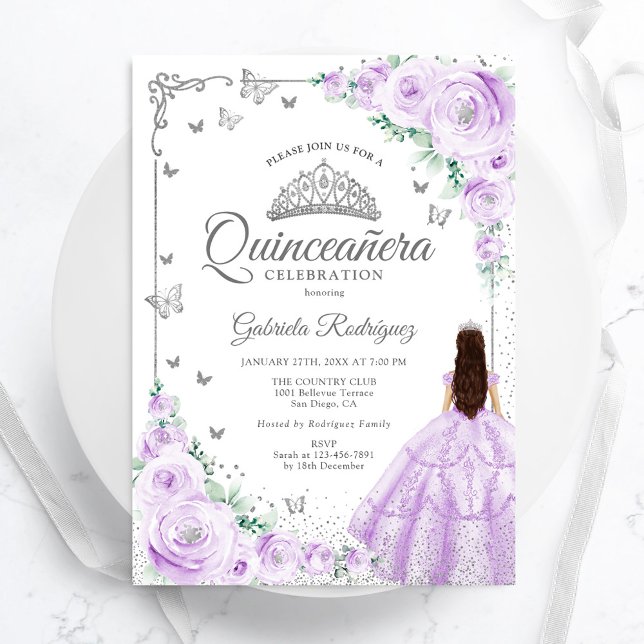 Invitation Aquarelle violette lavande Quinceanera (Créateur téléchargé)