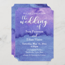Invitation Aquarelle violette "Le Mariage De" Typographie
