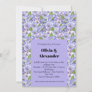 Invitation Aquarelle violettes violettes et motif floral