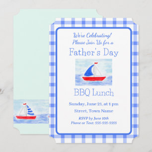 Invitation Aquarelle Voilier Bleu Vérifié FÊTE DES PÈRES