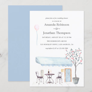 Invitation Aquarelle Wedding shower à thème Paris