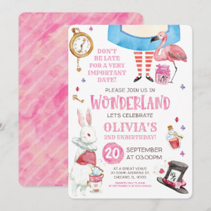 Invitation Aquarelle Whimsal Alice au pays des merveilles Ann