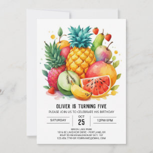 Invitation Aquarelle Whimsal Fruits juteux Anniversaire