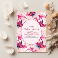 Aquarelle Whimsical Baby shower de dragon rose