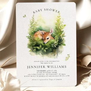 Invitation Aquarelle Whimsical baby shower Deer