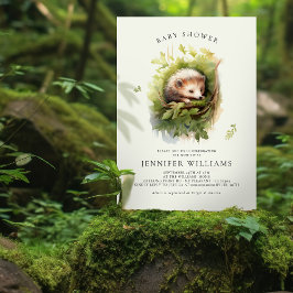 Invitation Aquarelle Whimsical baby shower Hérisson